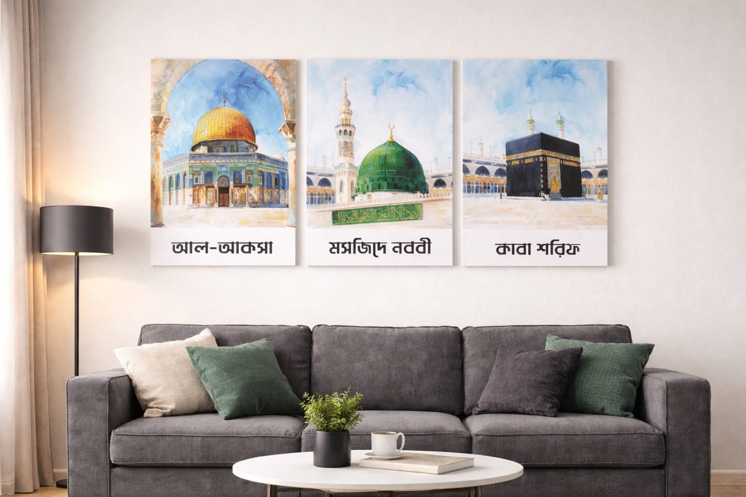 ইসলামের সবচেয়ে গুরুত্বপূর্ণ ৩টি মসজিদ ওয়াল ক্যানভাস সেট