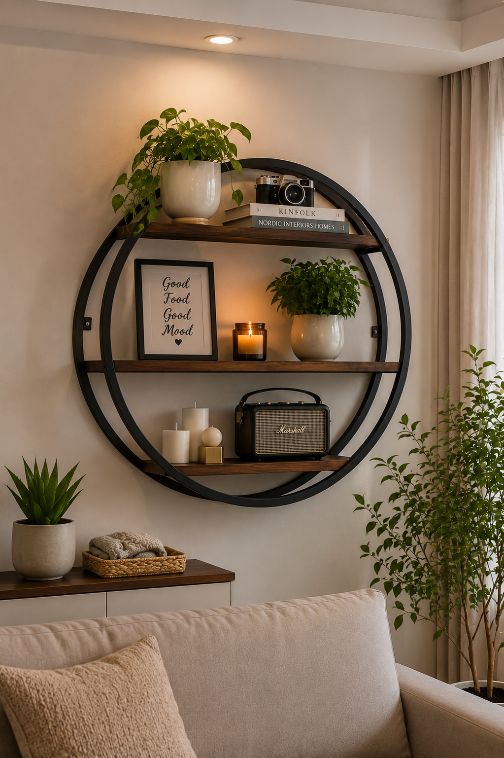 প্রিমিয়াম কাঠের ওয়াল শেলফ-  ⭕ Circular  Wall shelf